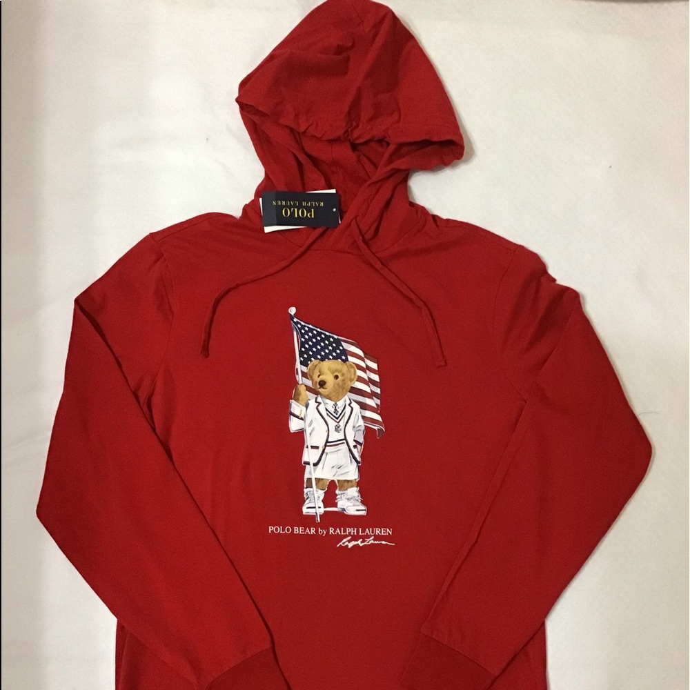 POLO RALPH LAUREN MENS HOODIE COTTON BEAR T SHIRT